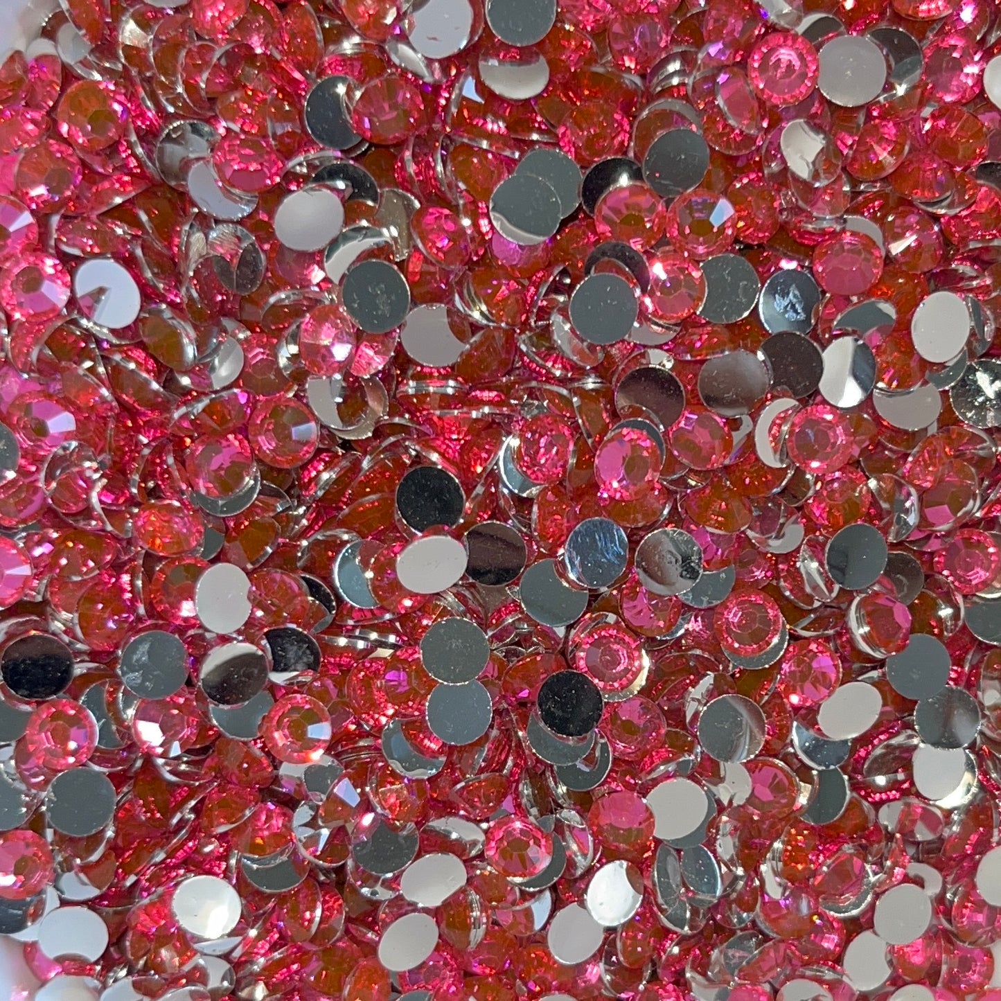 Hot Pink Silver Bottom Rhinestones - 5mm
