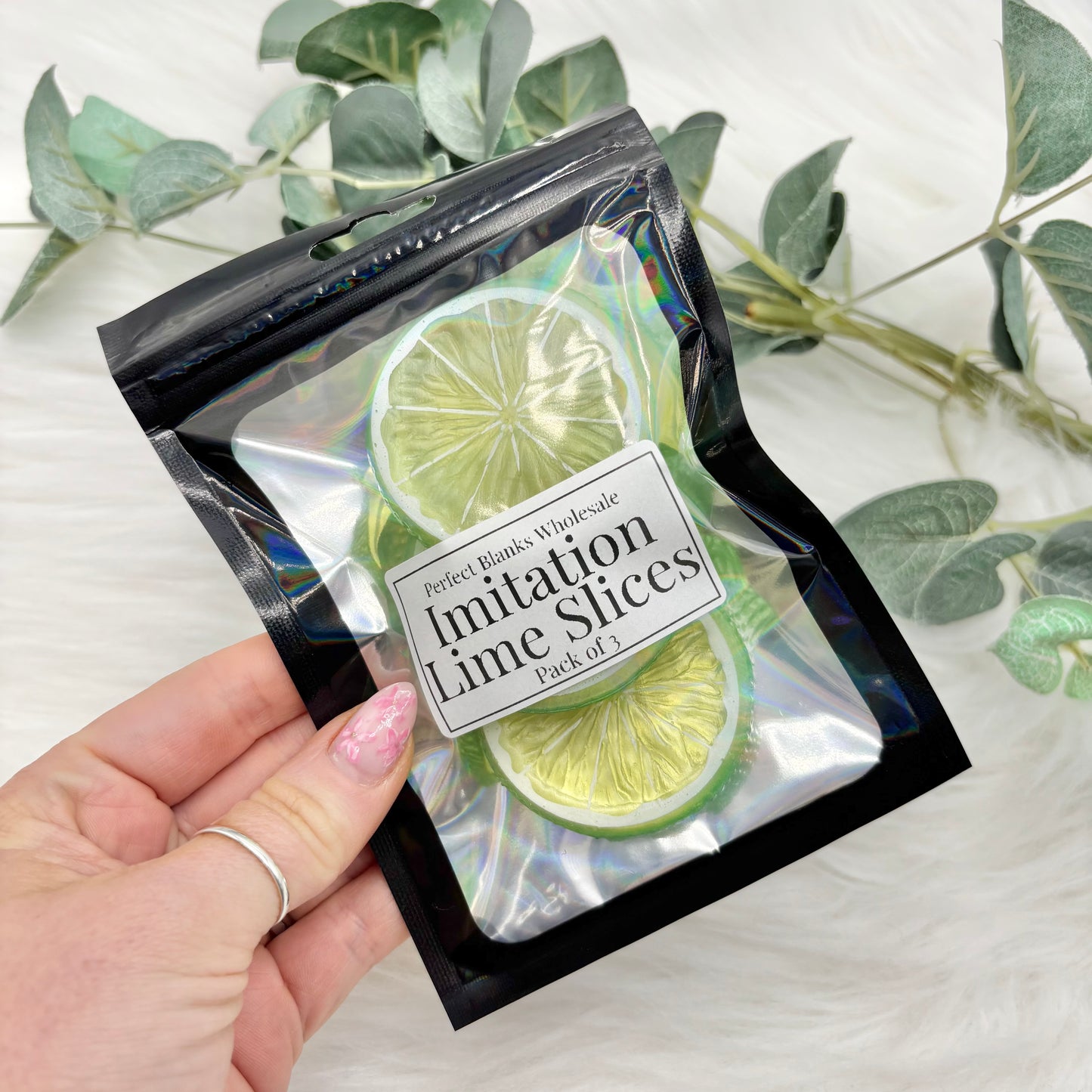 Imitation Lime Slices - Pack Of 3 Cabochons