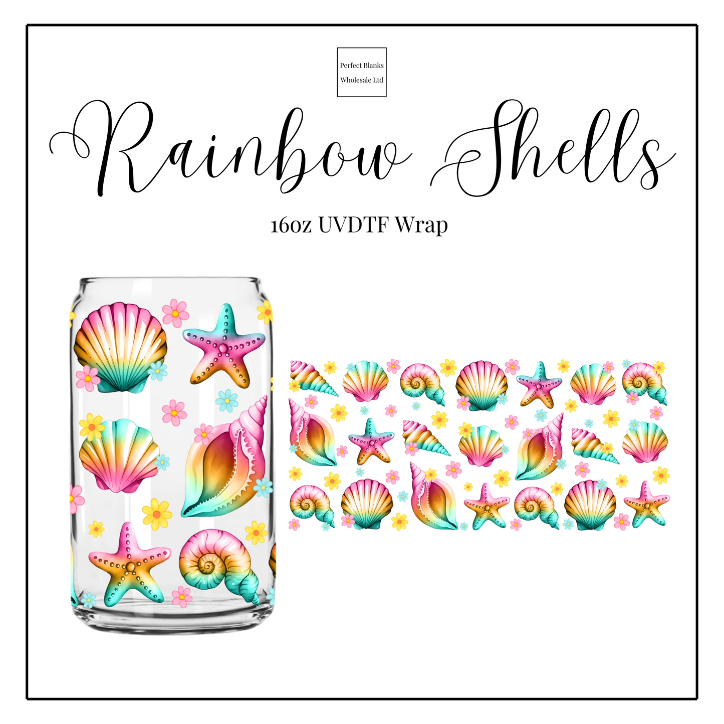Rainbow Shells 16oz UVDTF