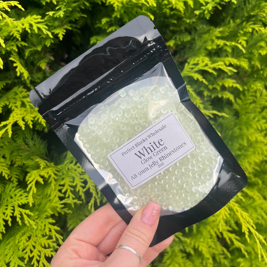 White / Glow Green in the Dark Rhinestones - 5mm