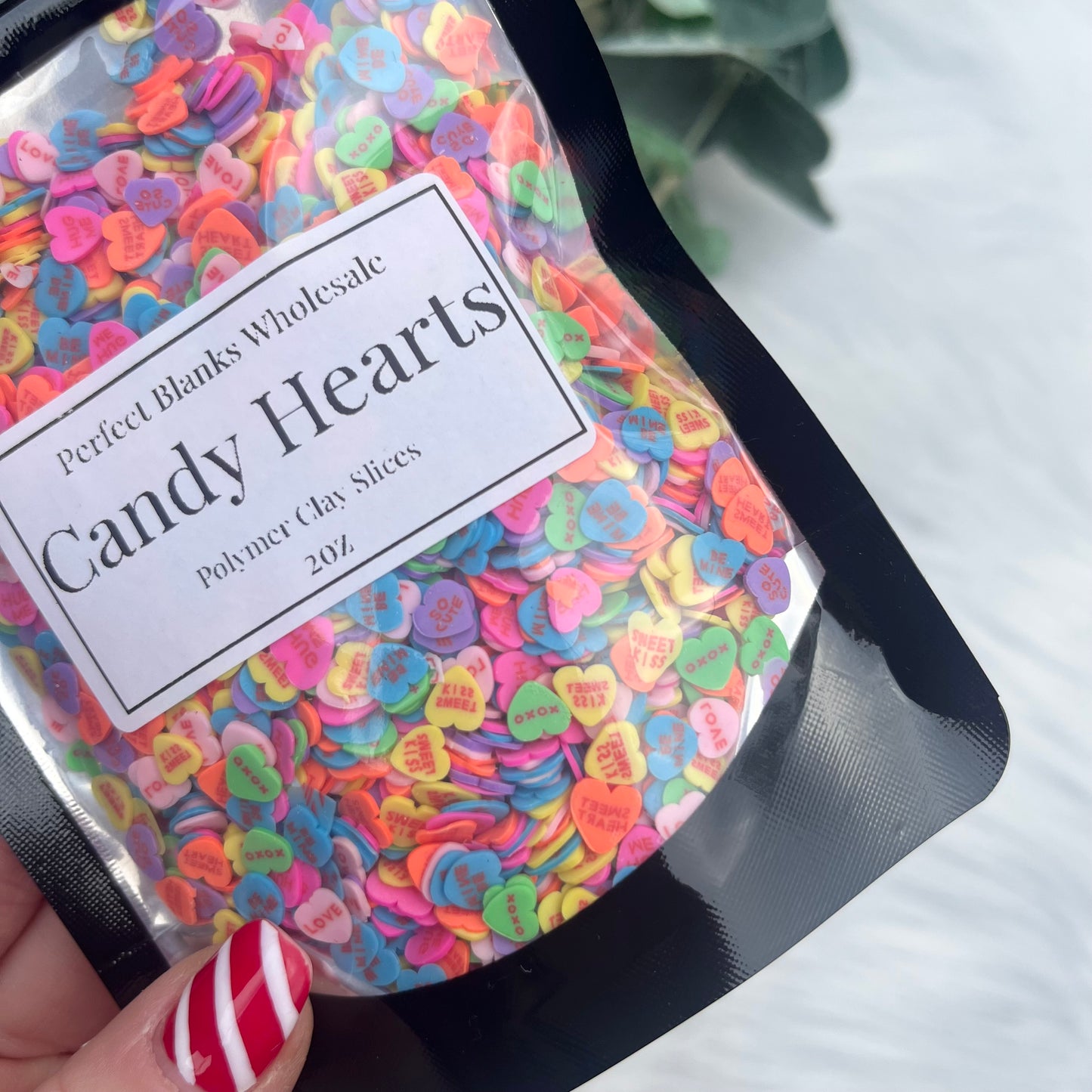 Candy Hearts - Polymer Clay Slices - 1oz