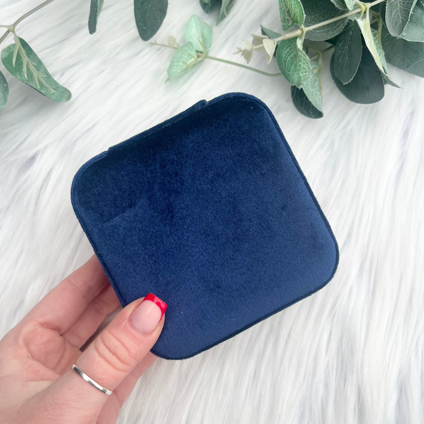 Navy Faux Velvet Jewellery Organiser