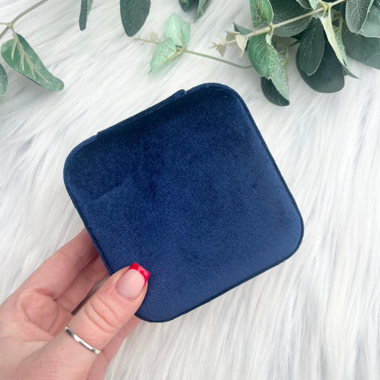 Navy Faux Velvet Jewellery Organiser