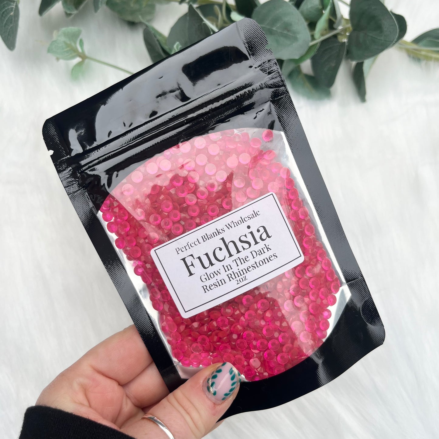 Fuchsia Glow in the Dark Rhinestones - 5mm