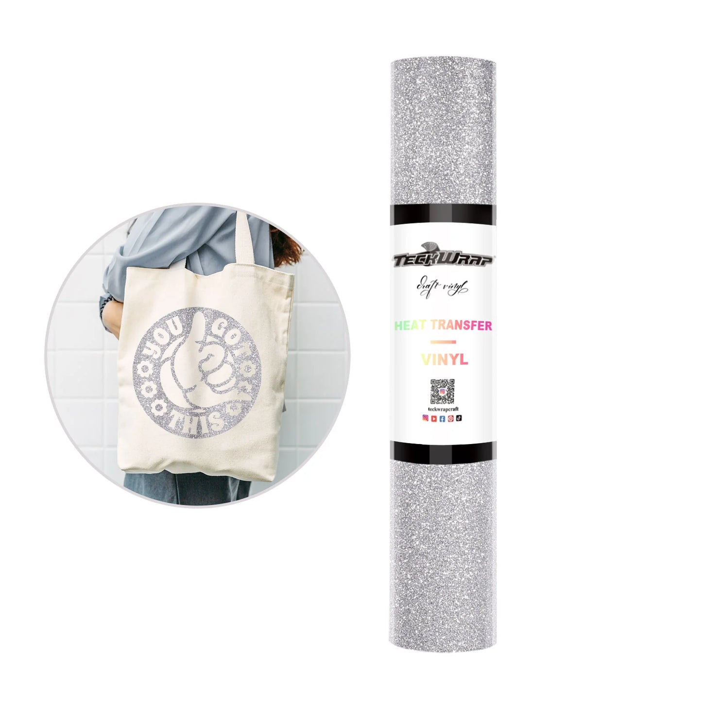 Teckwrap Glitter Silver HTV - 5ft