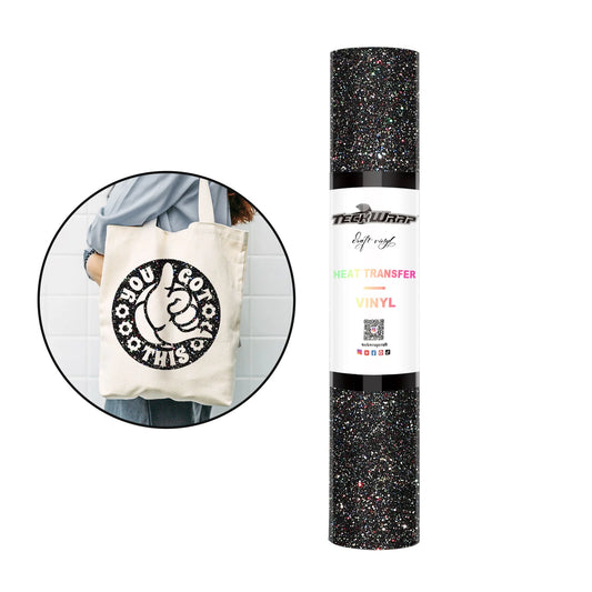 Teckwrap Glitter Colourful Black HTV - 5ft