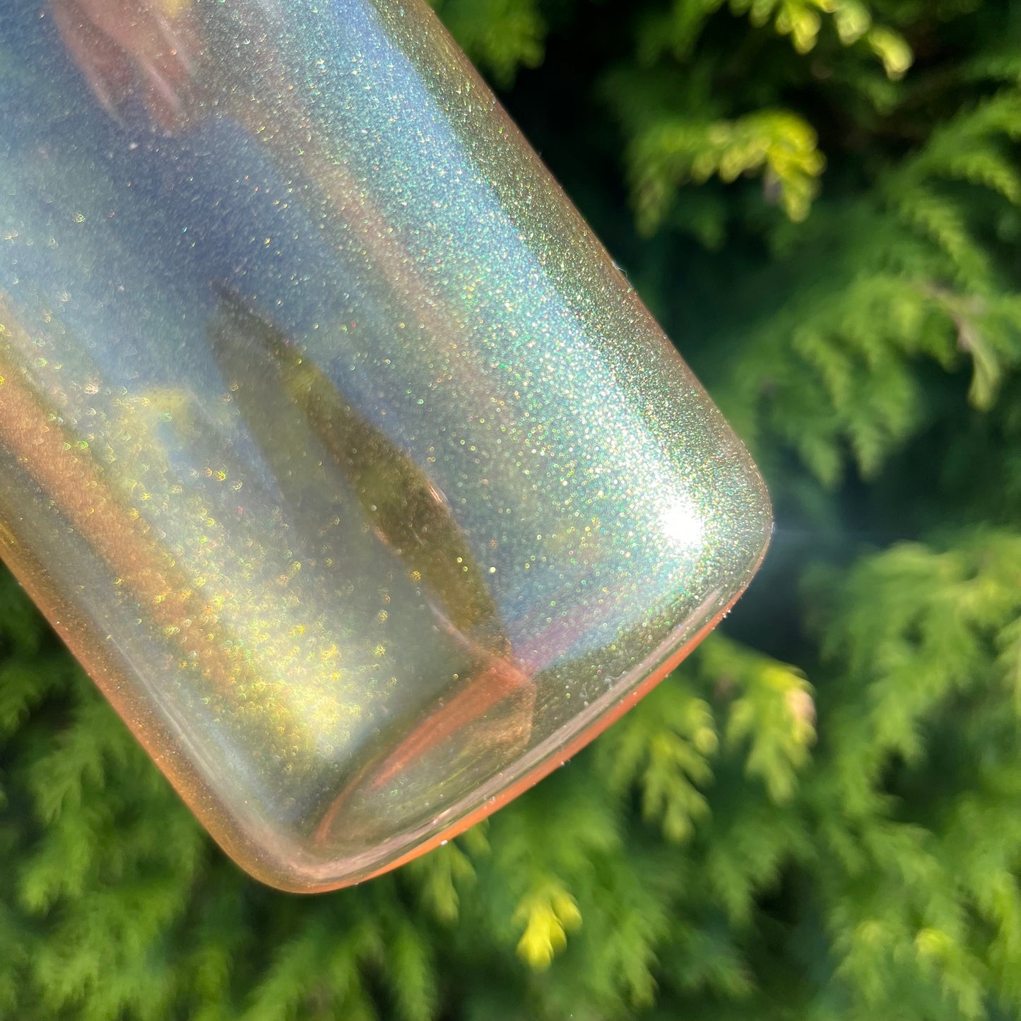 Iridescent 16oz Sublimation Glass Can With Bamboo Lid