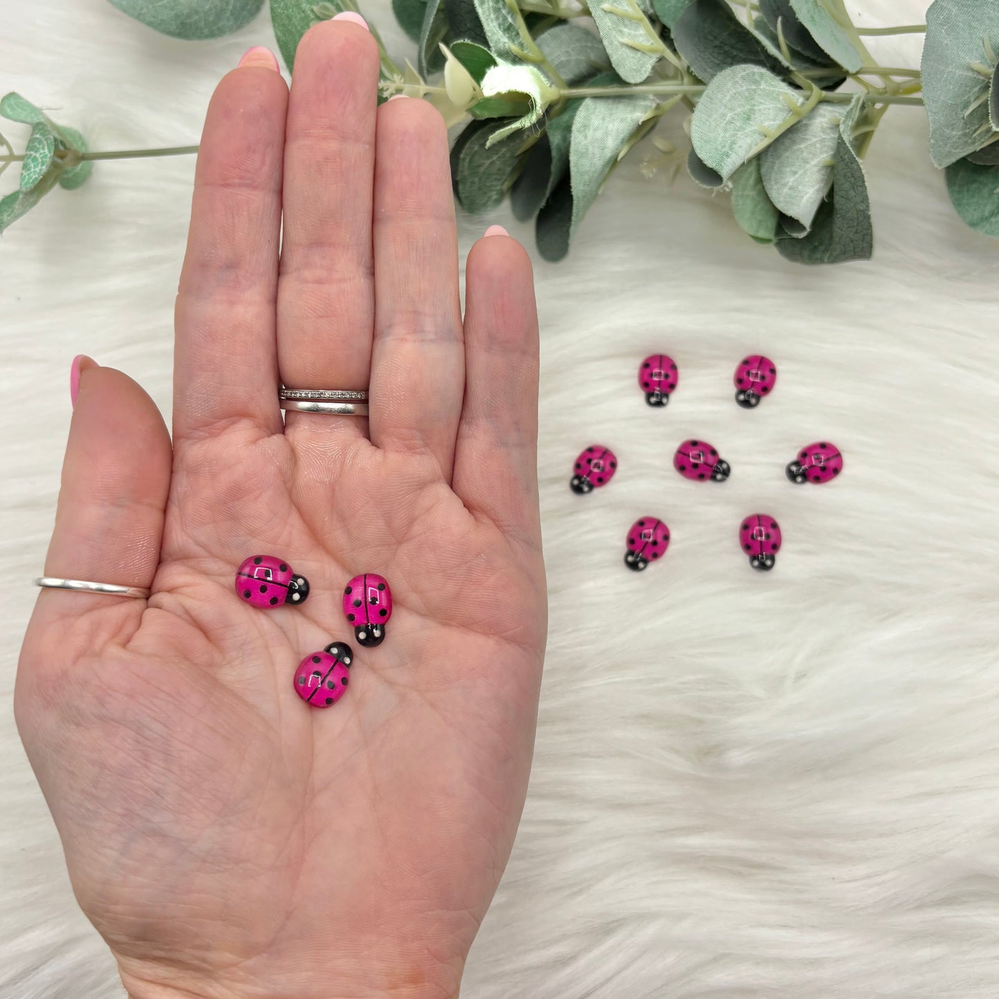 Pink Ladybirds - 10 Pack of Cabochons