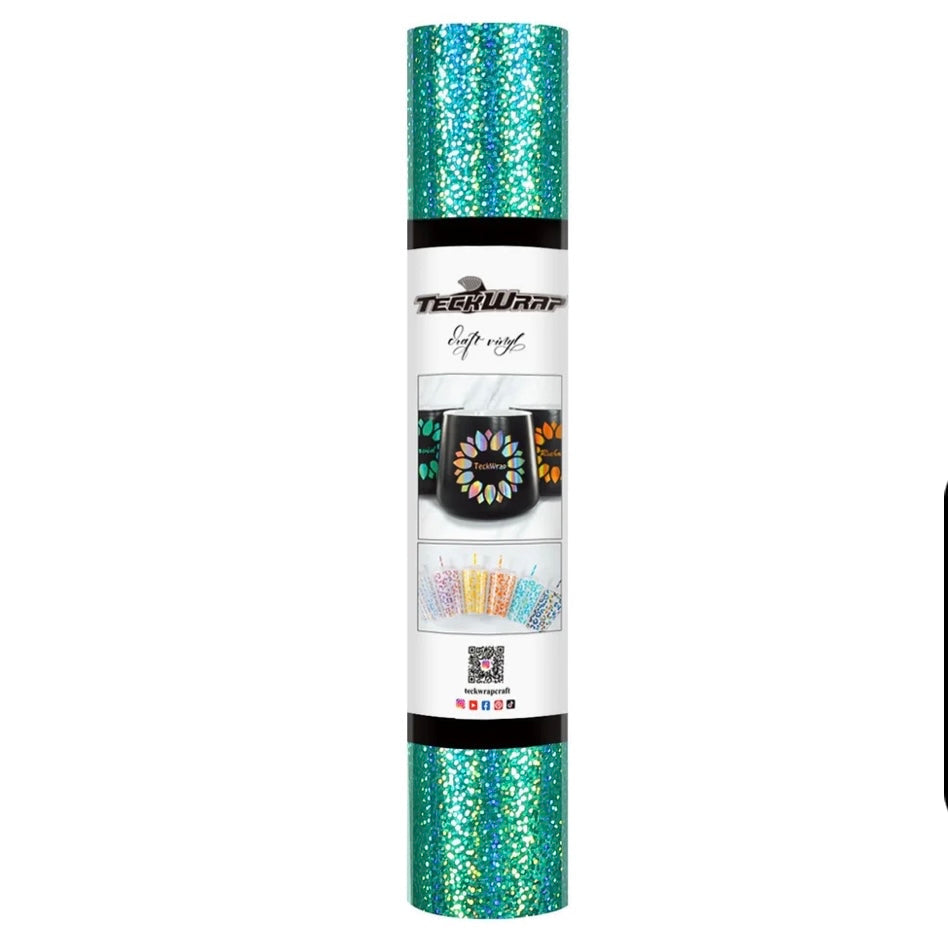 Teckwrap Green Holographic Sparkle Adhesive Craft Vinyl