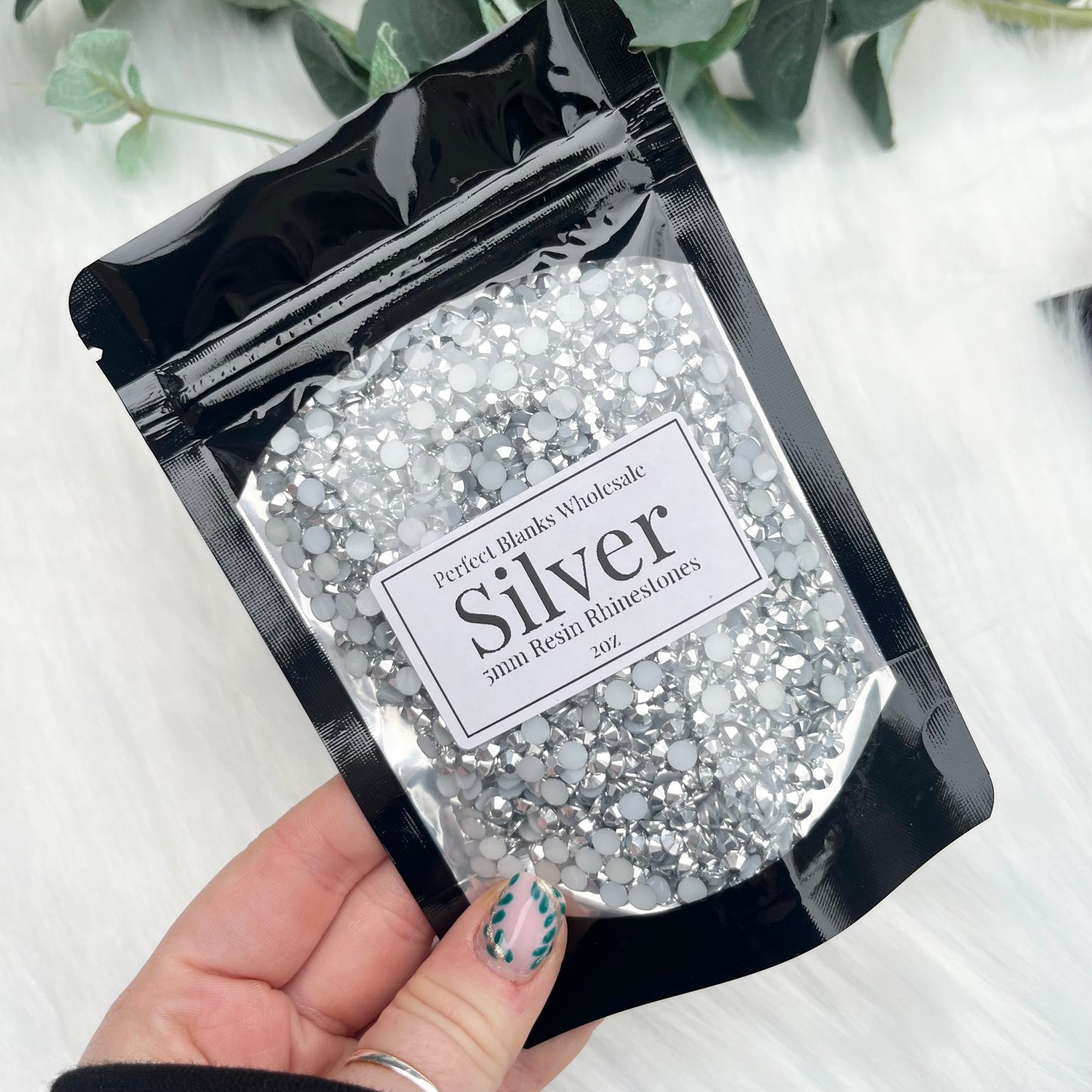 Silver Resin Rhinestones - 5mm