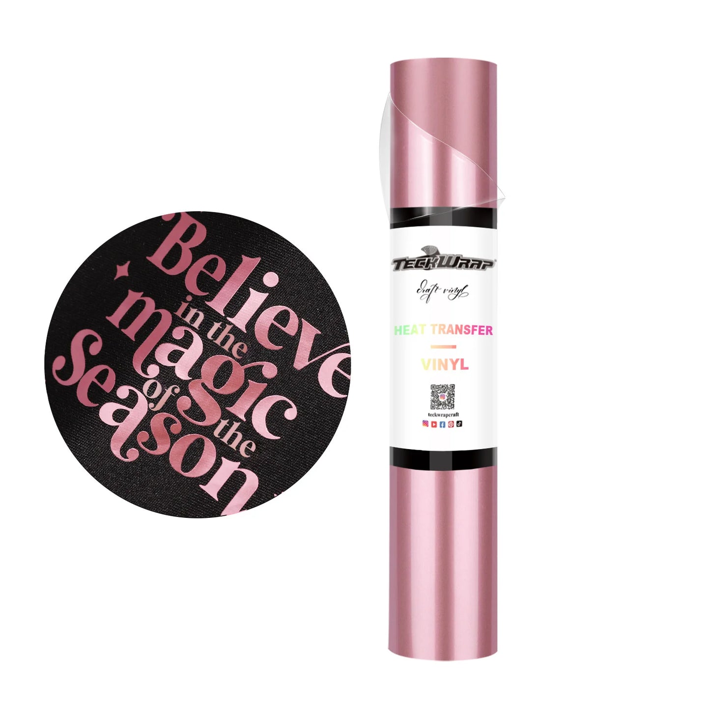 Teckwrap Rose Pink Gold Metallic Pearlescent HTV - 5ft