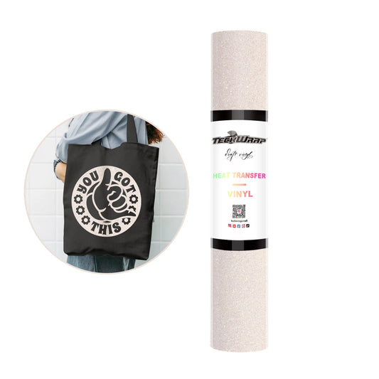Teckwrap Glitter Colourful White HTV - 5ft