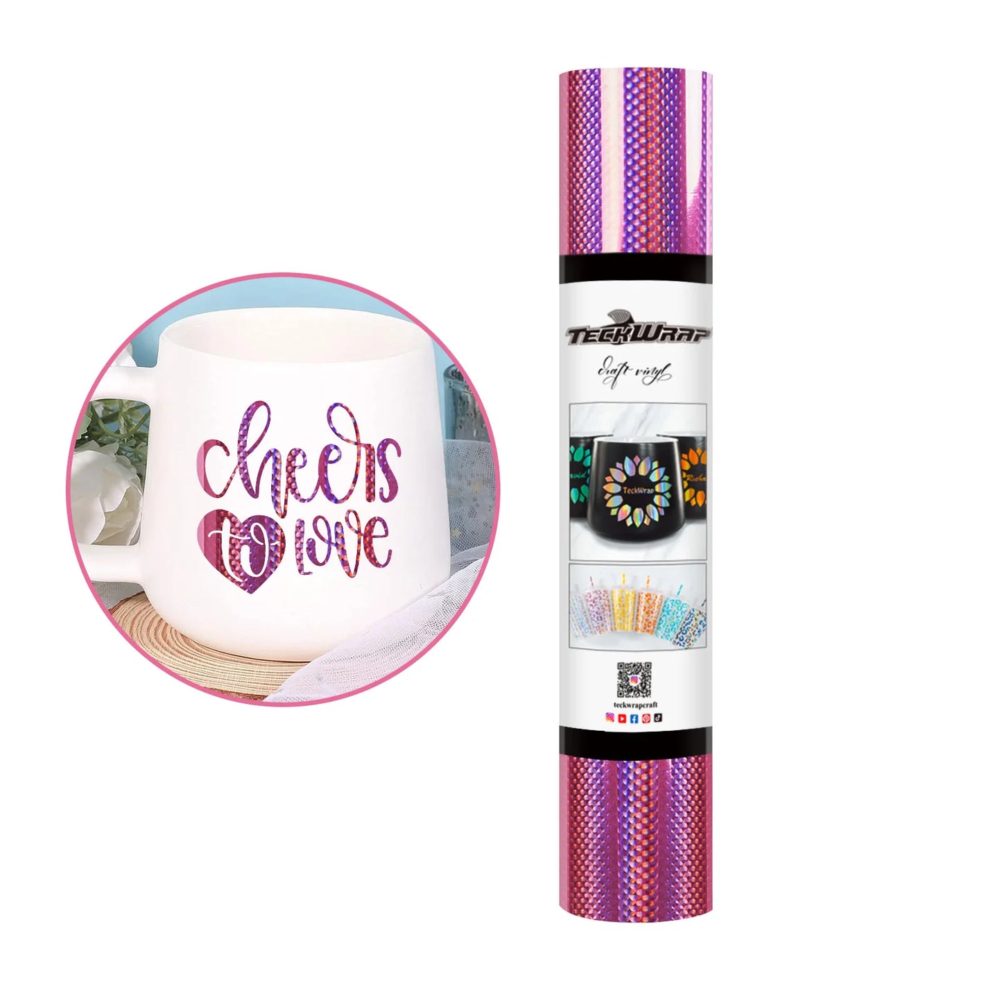 Teckwrap Crystal Rose Gold Holographic Sparkle Adhesive Craft Vinyl