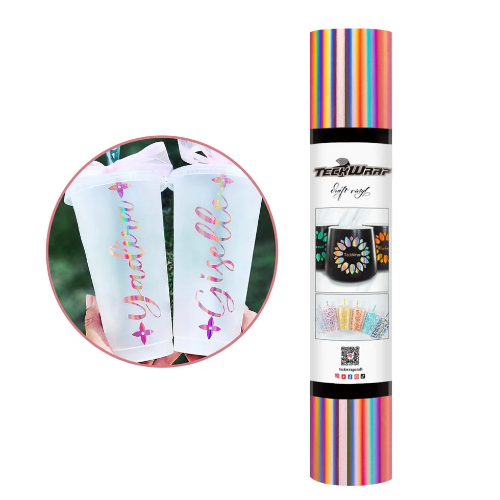 Teckwrap Rose Gold Holographic Rainbow Craft Vinyl