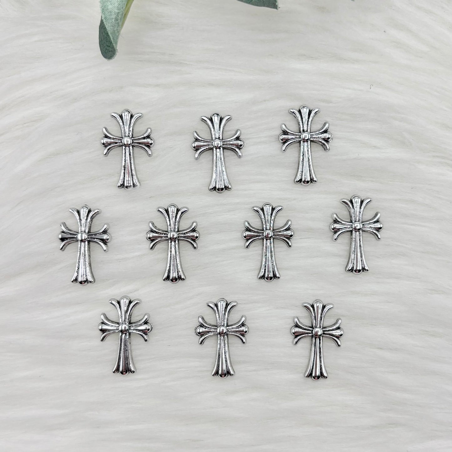 Silver Cross Cabochon - 10 Pack of Cabochons