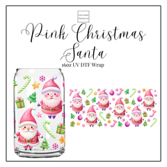 Pink Christmas Santa 16oz UVDTF
