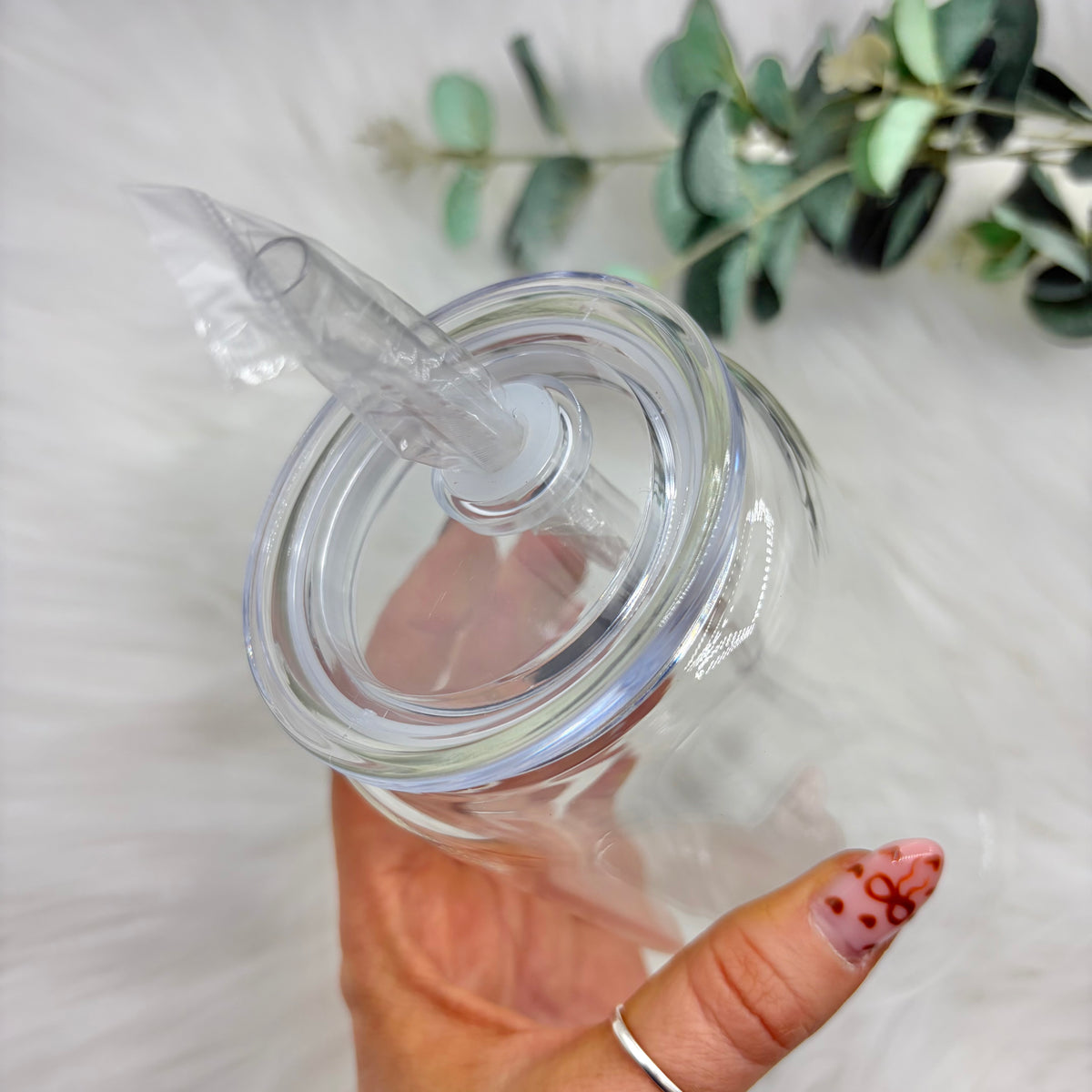 Clear 16oz Sublimation Glass Can With Acrylic Lid