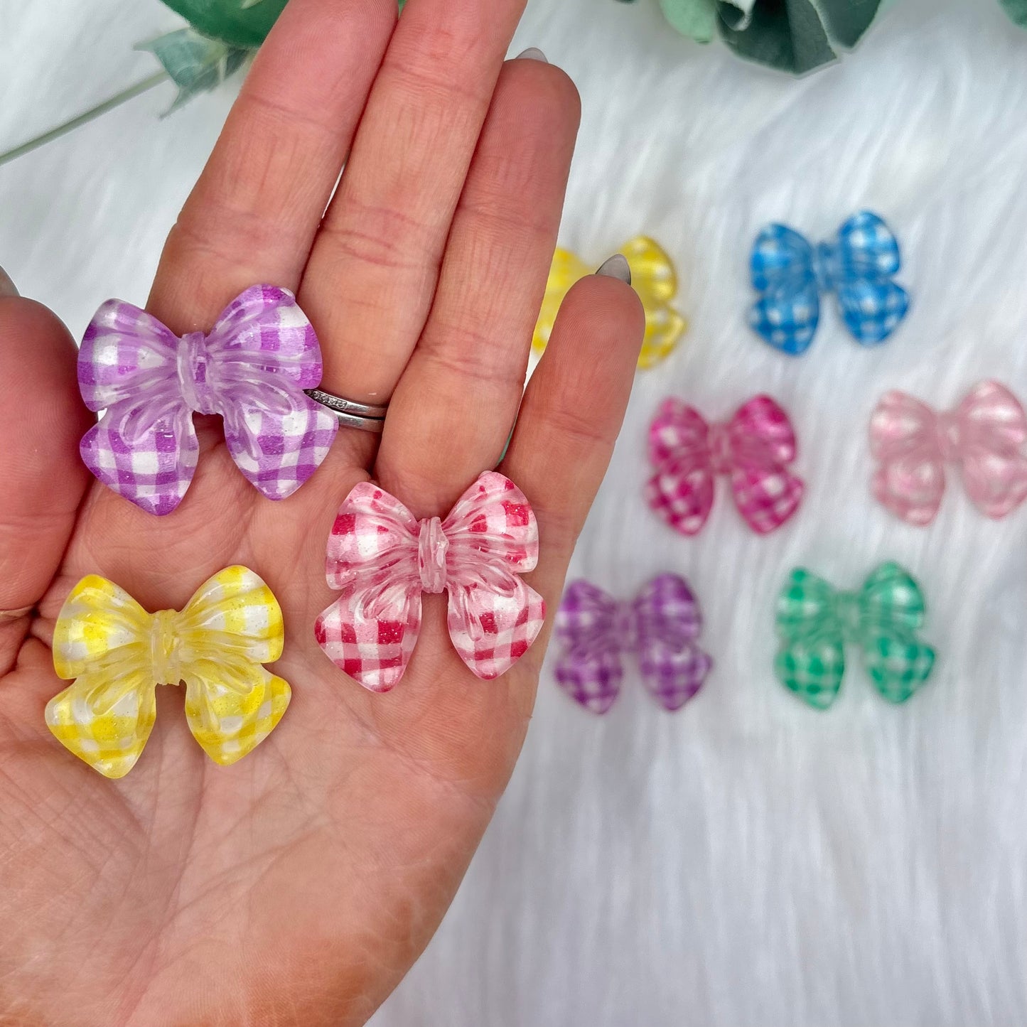 Checkered Bows - 10 Pack of Cabochons