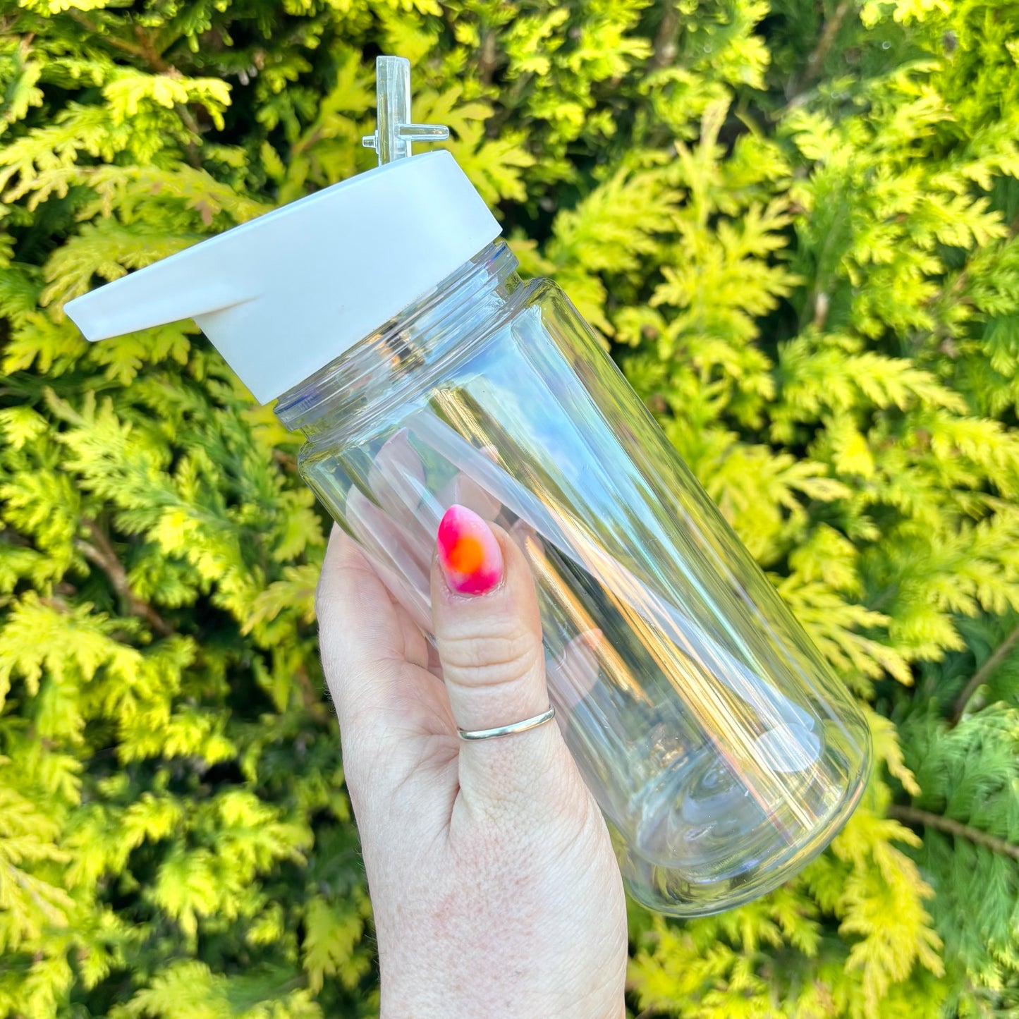 10oz Double Walled Flip Lid Plastic Water Bottle
