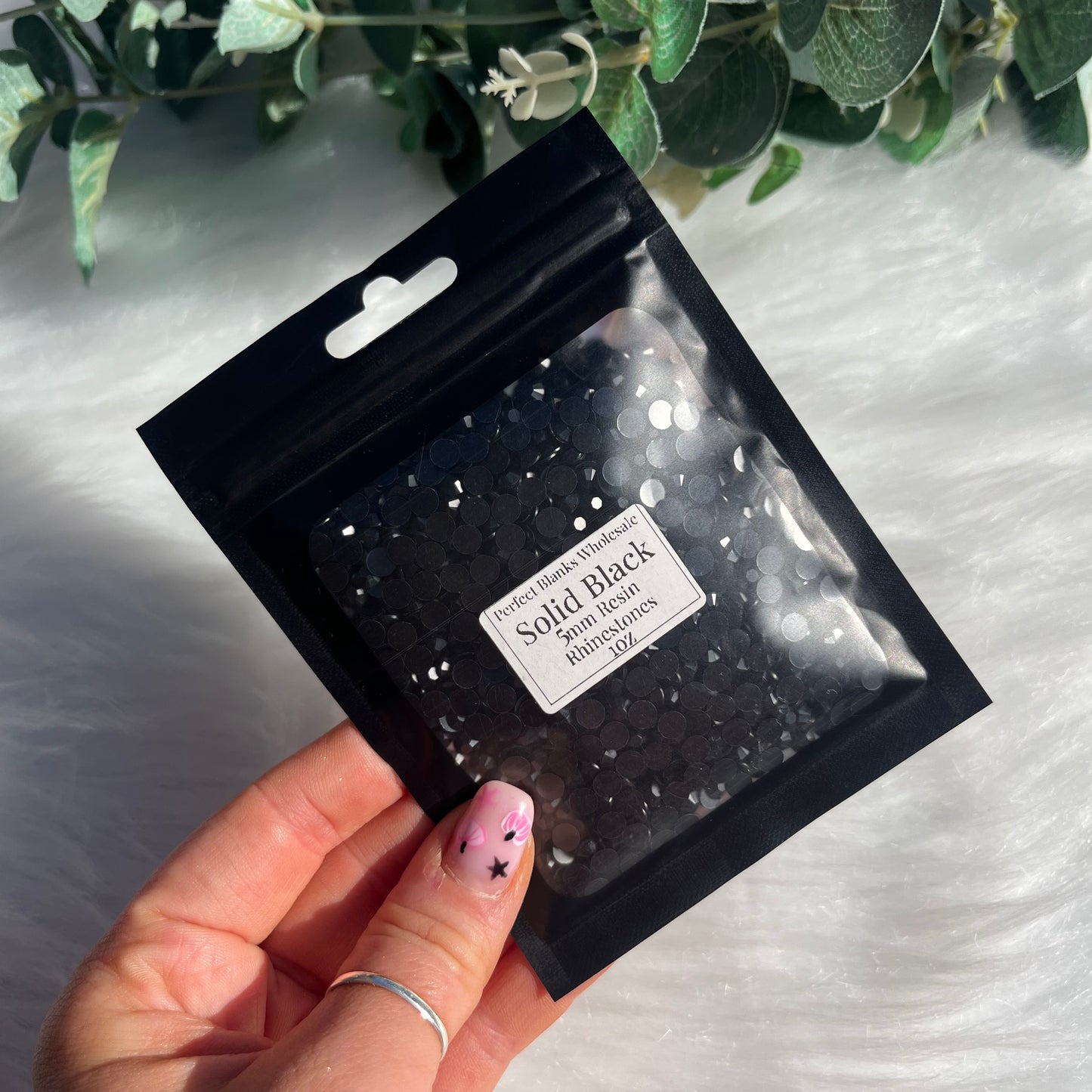 Solid Black Rhinestones - 5mm