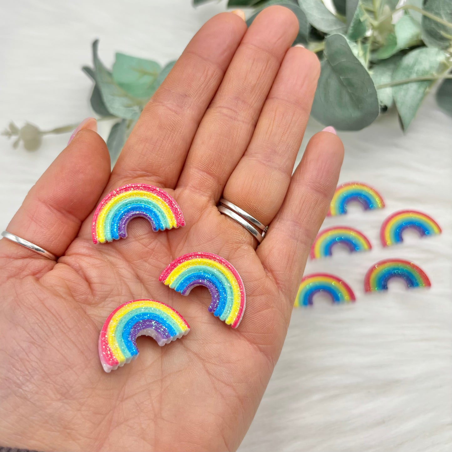Sparkly Rainbows - 10 Pack of Cabochons