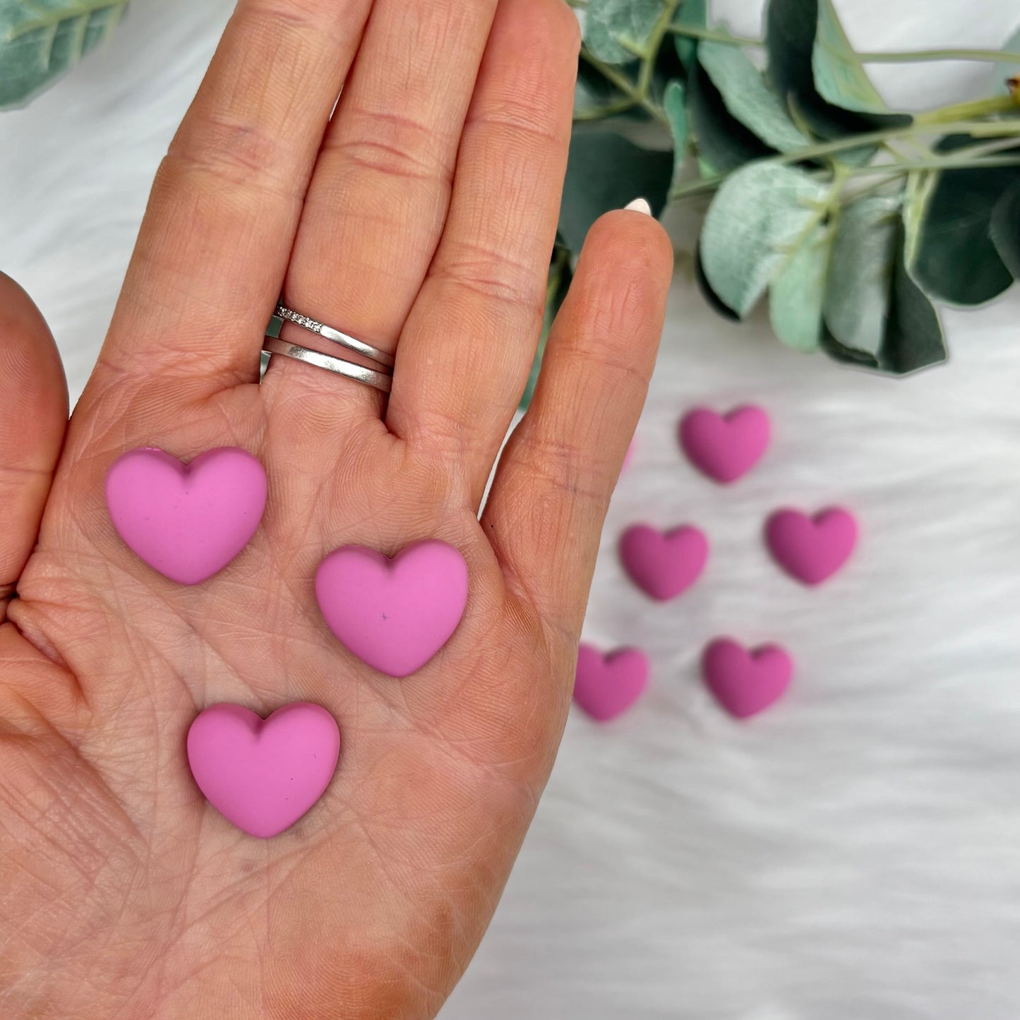 Matte Blush Pink Hearts - Pack of 10 Cabochons
