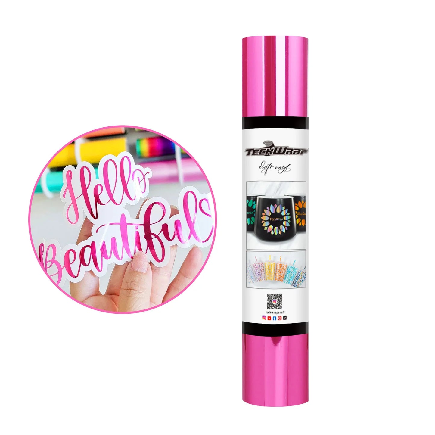 TeckWrap Mirror Chrome Royal Pink Adhesive Vinyl - 5ft