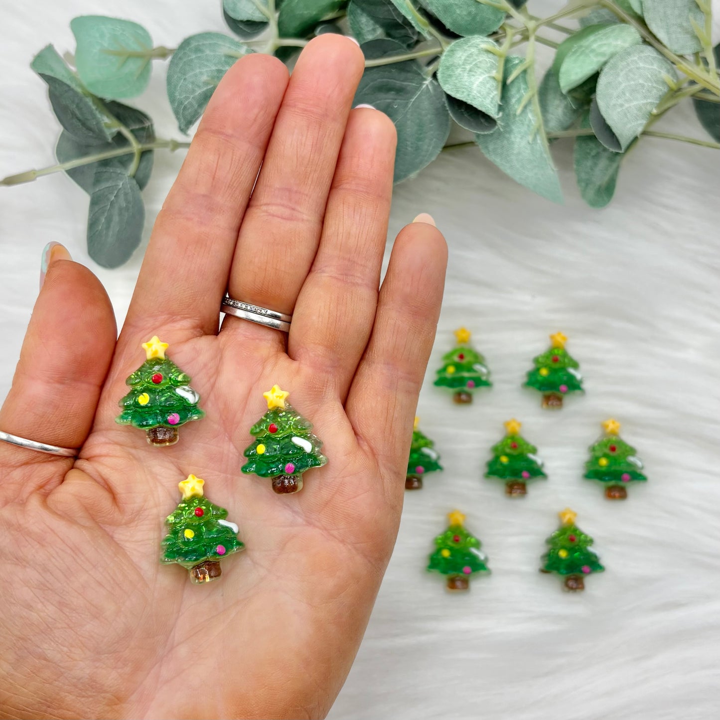 Sparkly Christmas Tree - 10 Pack of Cabochons