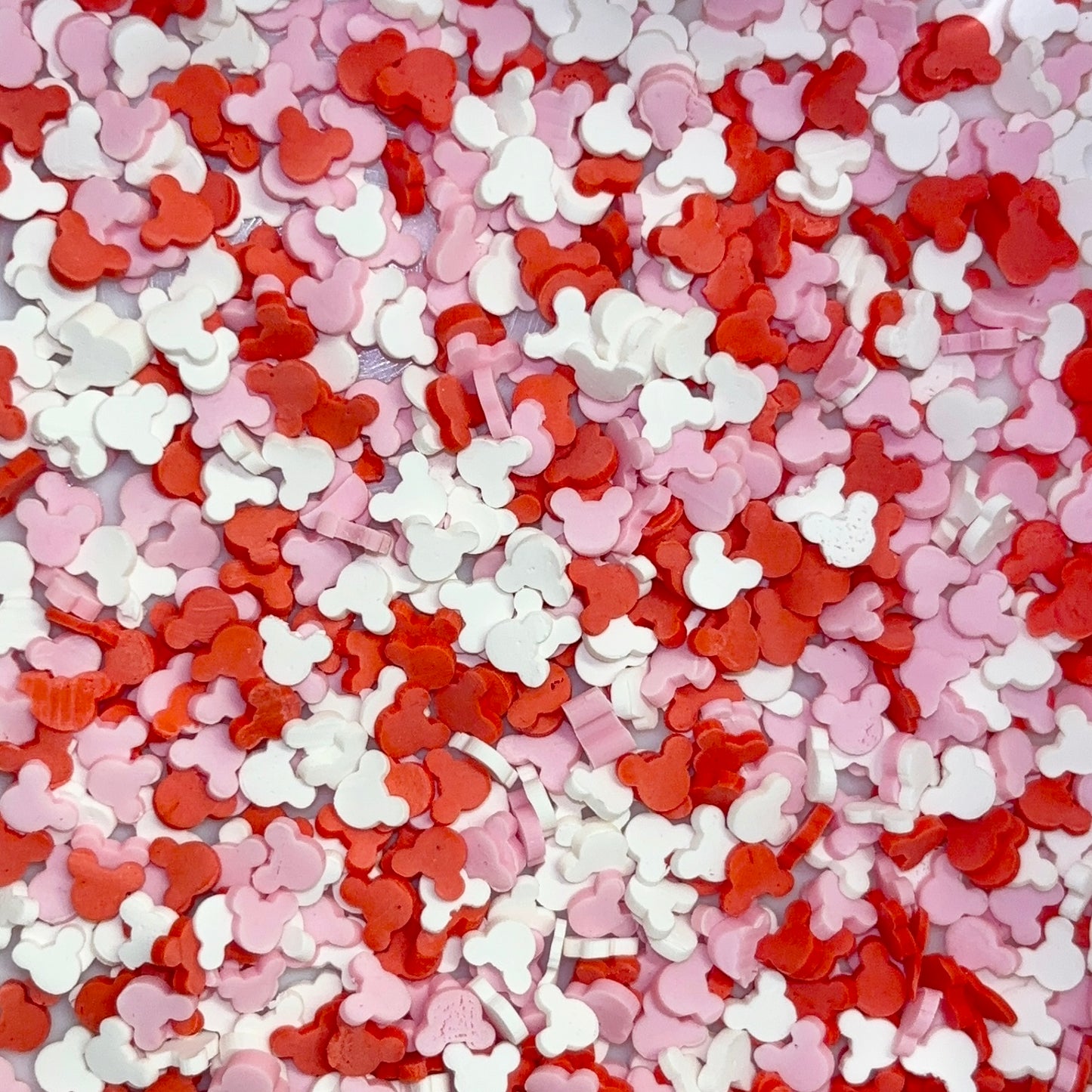 Red, Pink & White Mouse Heads - Polymer Clay Slices 1oz