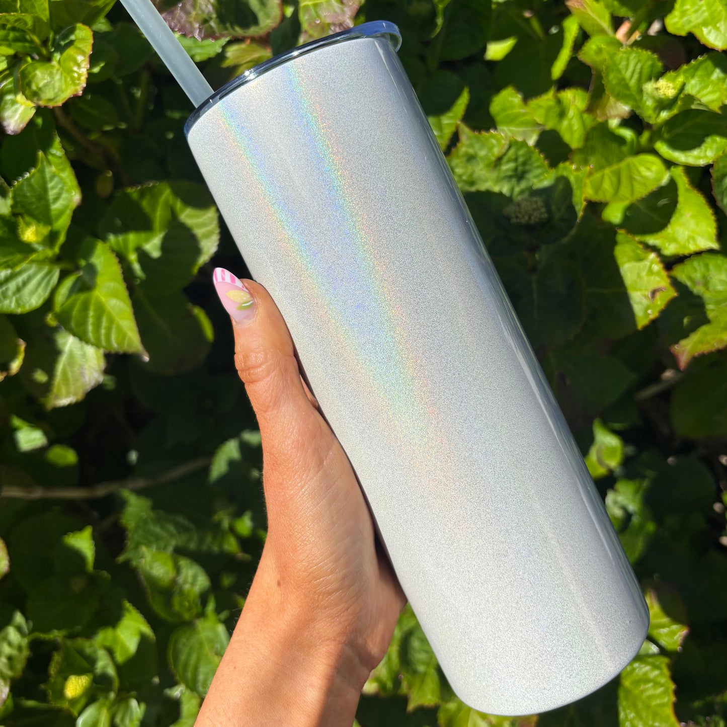 20oz Sublimation Straight Skinny Tumbler - White Shimmer