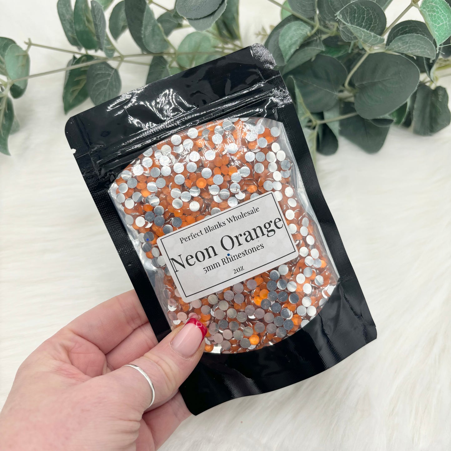 Neon Orange Silver Bottom Rhinestones - 5mm