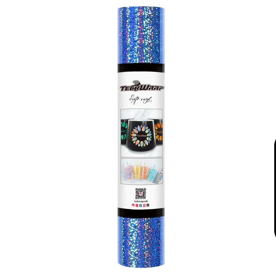Teckwrap Bright Blue Holographic Sparkle Adhesive Craft Vinyl