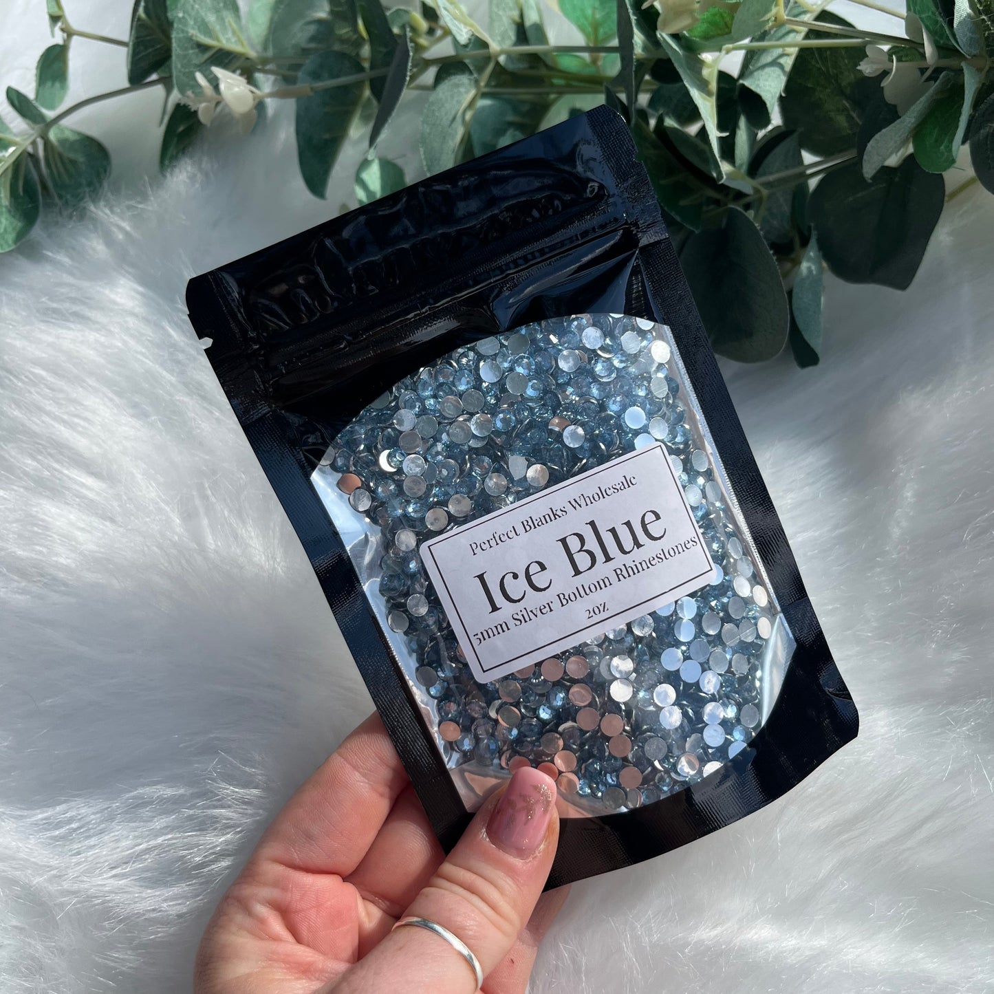 Ice Blue Silver Bottom Rhinestones - 5mm