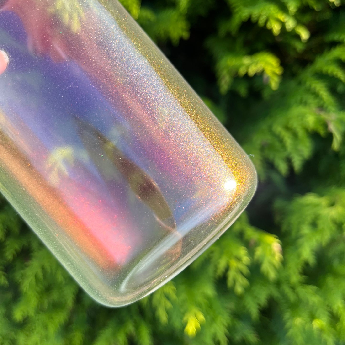 Iridescent 16oz Sublimation Glass Can With Bamboo Lid