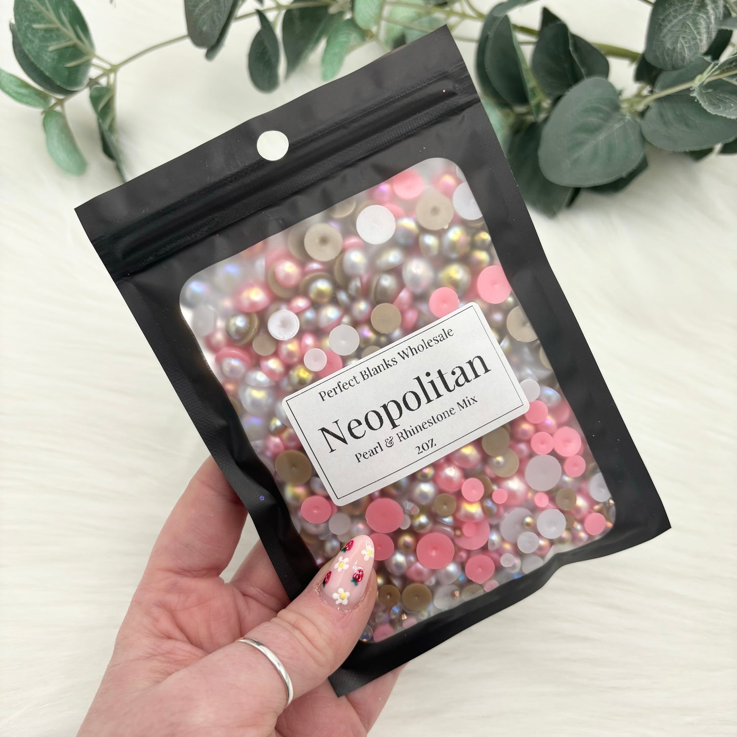 Neapolitan - Pearl and Rhinestone mix