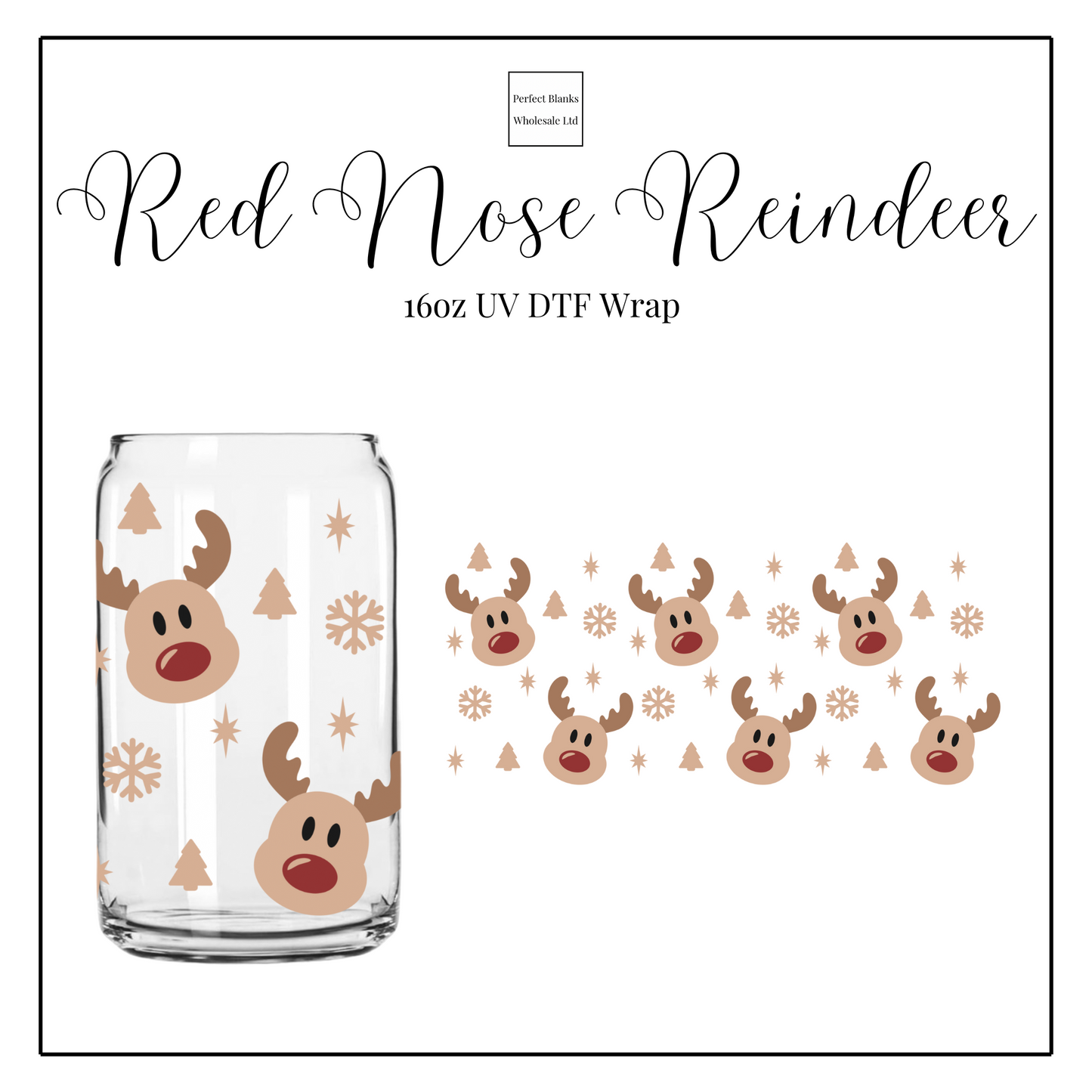 Red Nose Reindeer 16oz UVDTF
