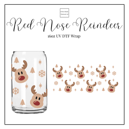 Red Nose Reindeer 16oz UVDTF