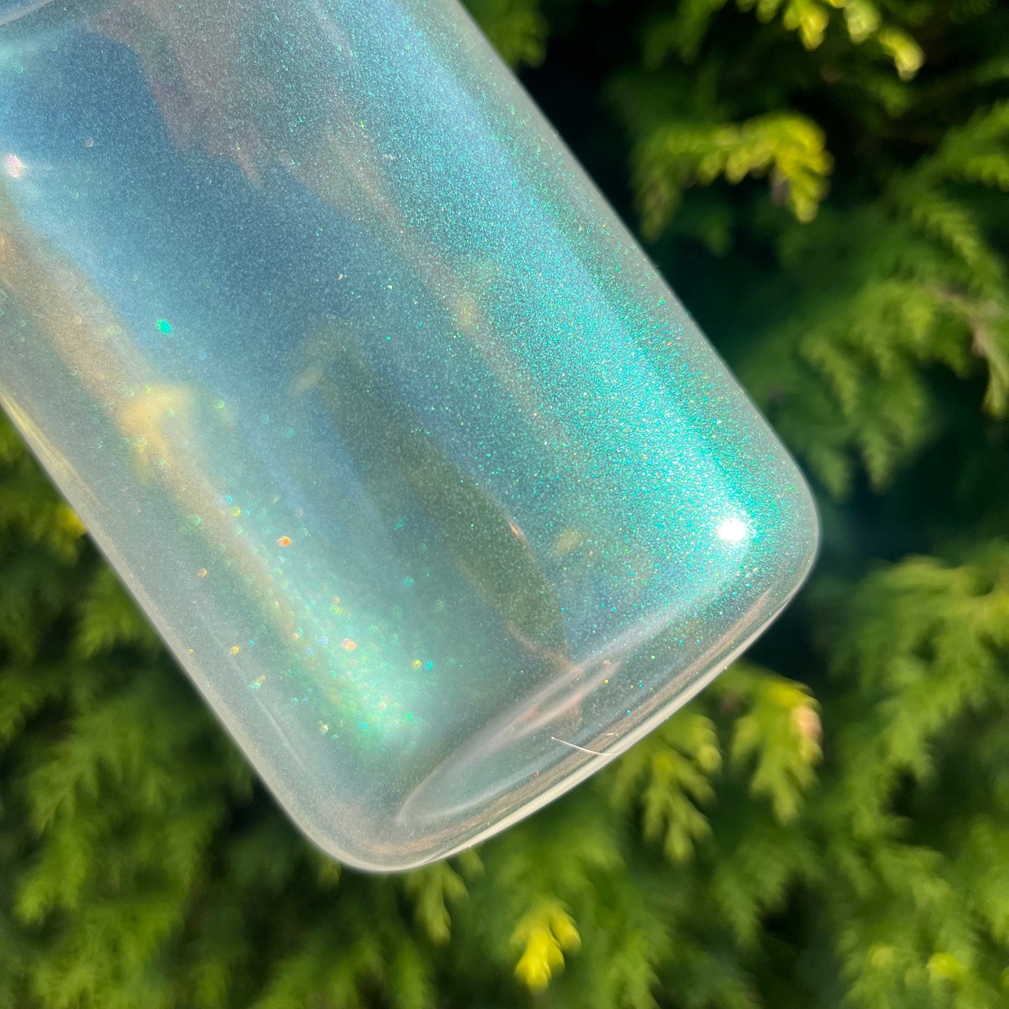 Iridescent 16oz Sublimation Glass Can With Bamboo Lid