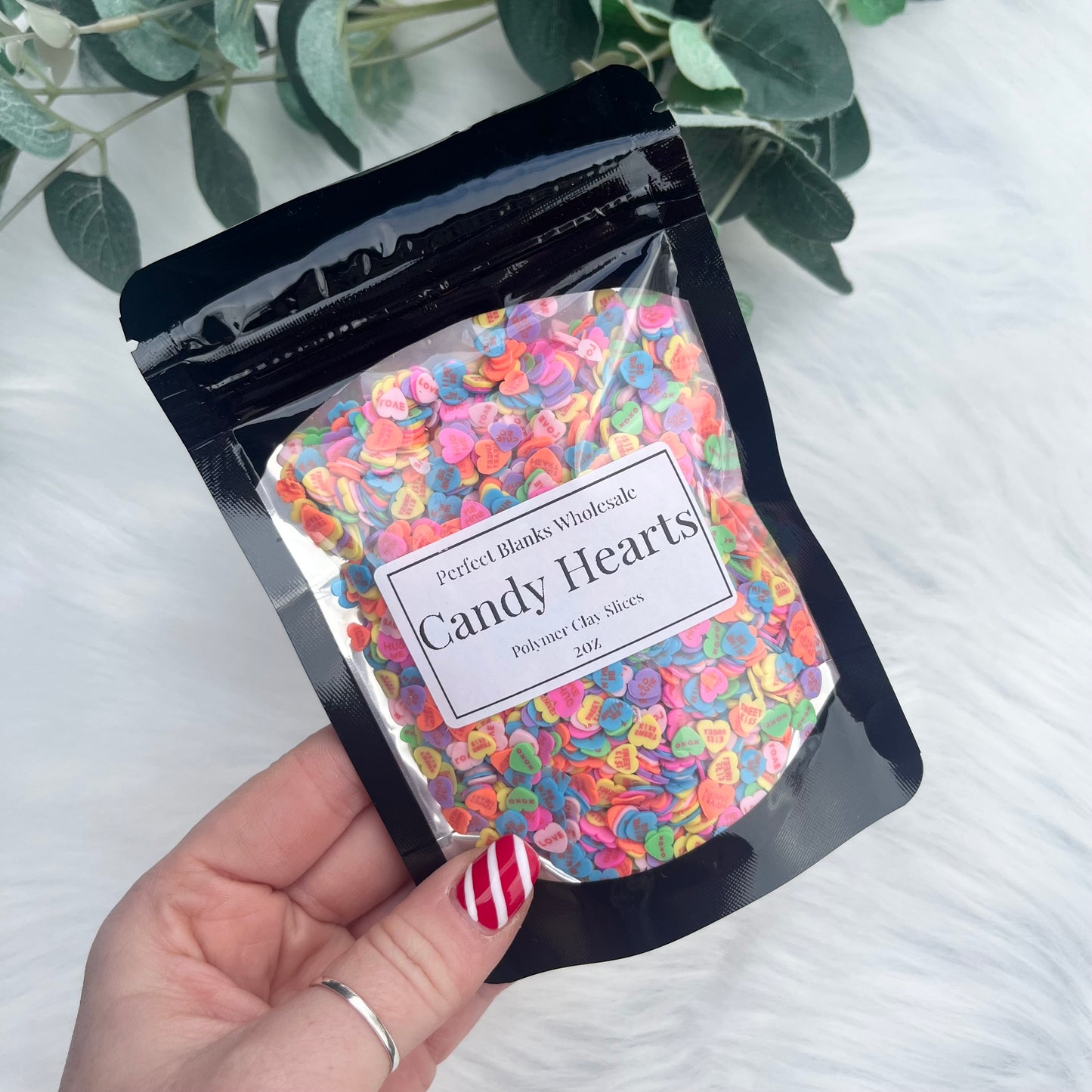 Candy Hearts - Polymer Clay Slices - 1oz