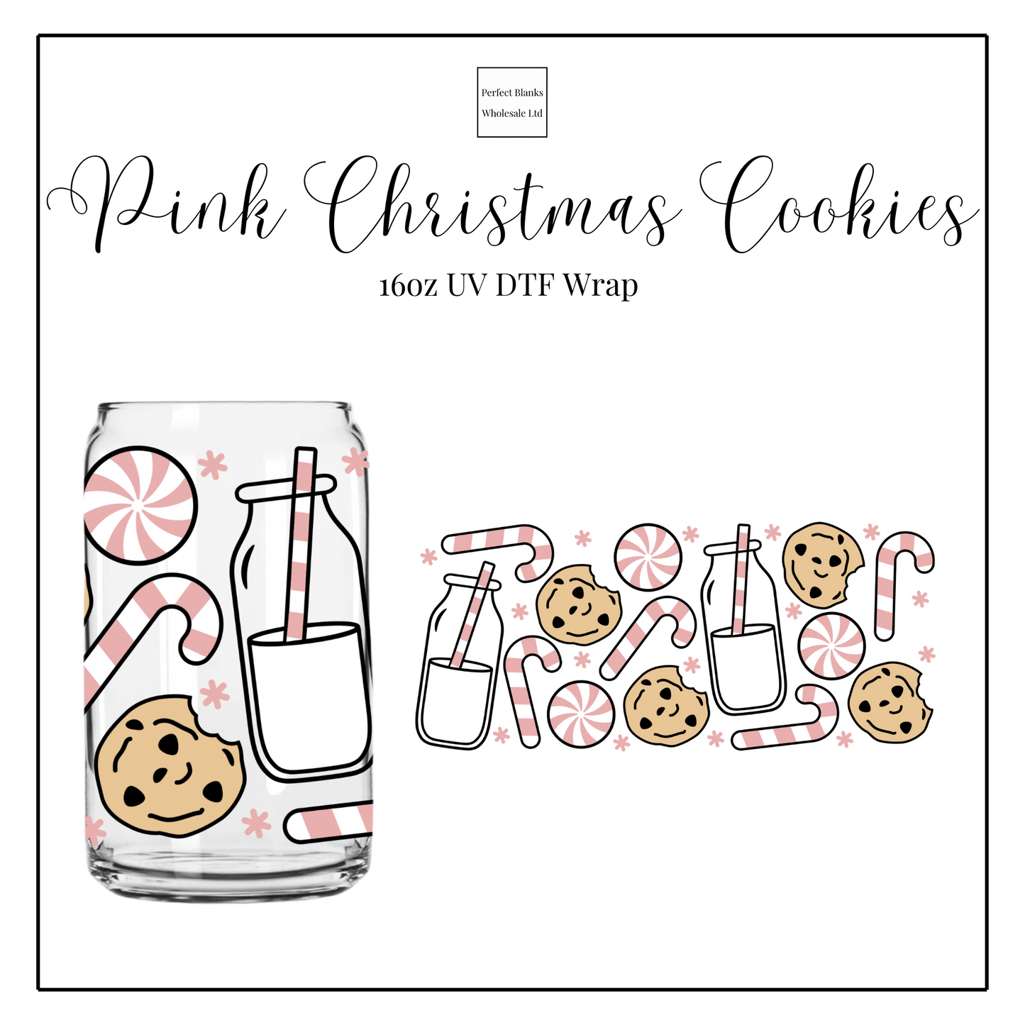Pink Christmas Cookie 16oz UVDTF