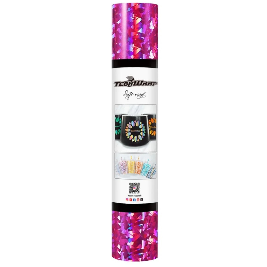 Teckwrap Fushia Holographic Glass Flower Adhesive Craft Vinyl - 5ft