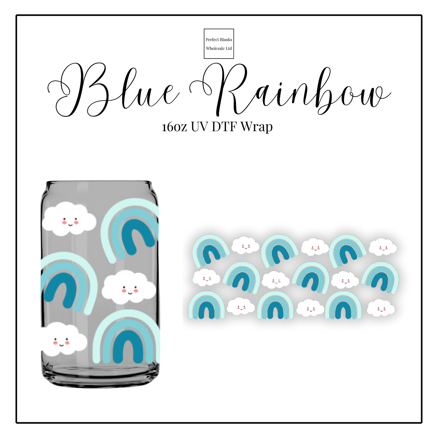 Blue Rainbow 16oz UVDTF