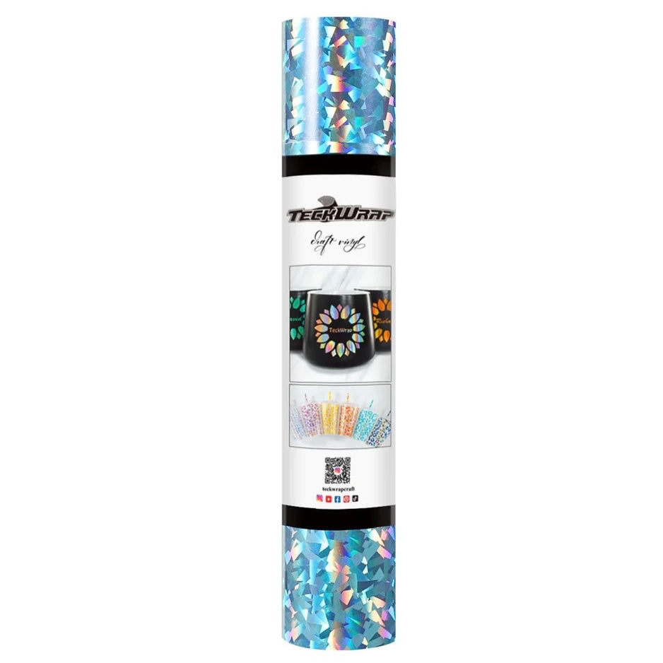 Teckwrap Aqua Holographic Glass Flower Adhesive Craft Vinyl - 5ft