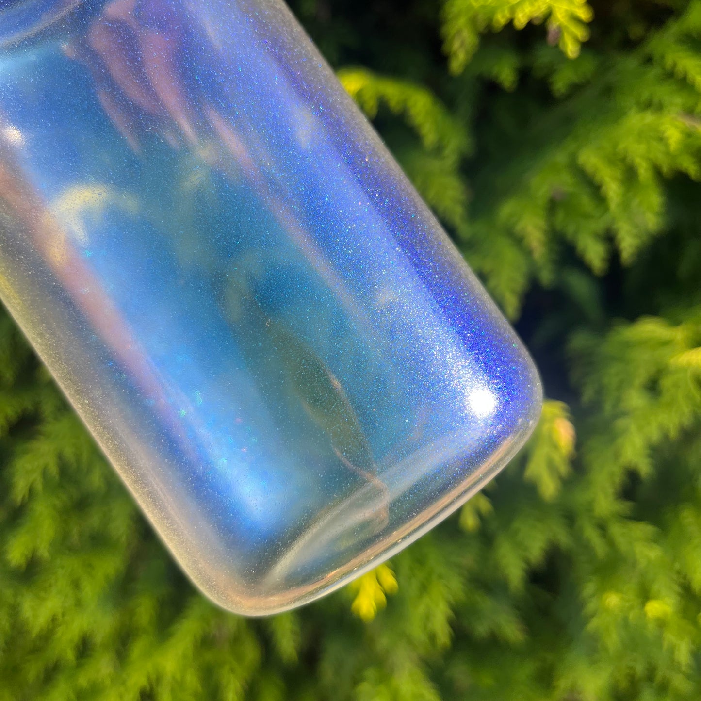 Iridescent 16oz Sublimation Glass Can With Bamboo Lid