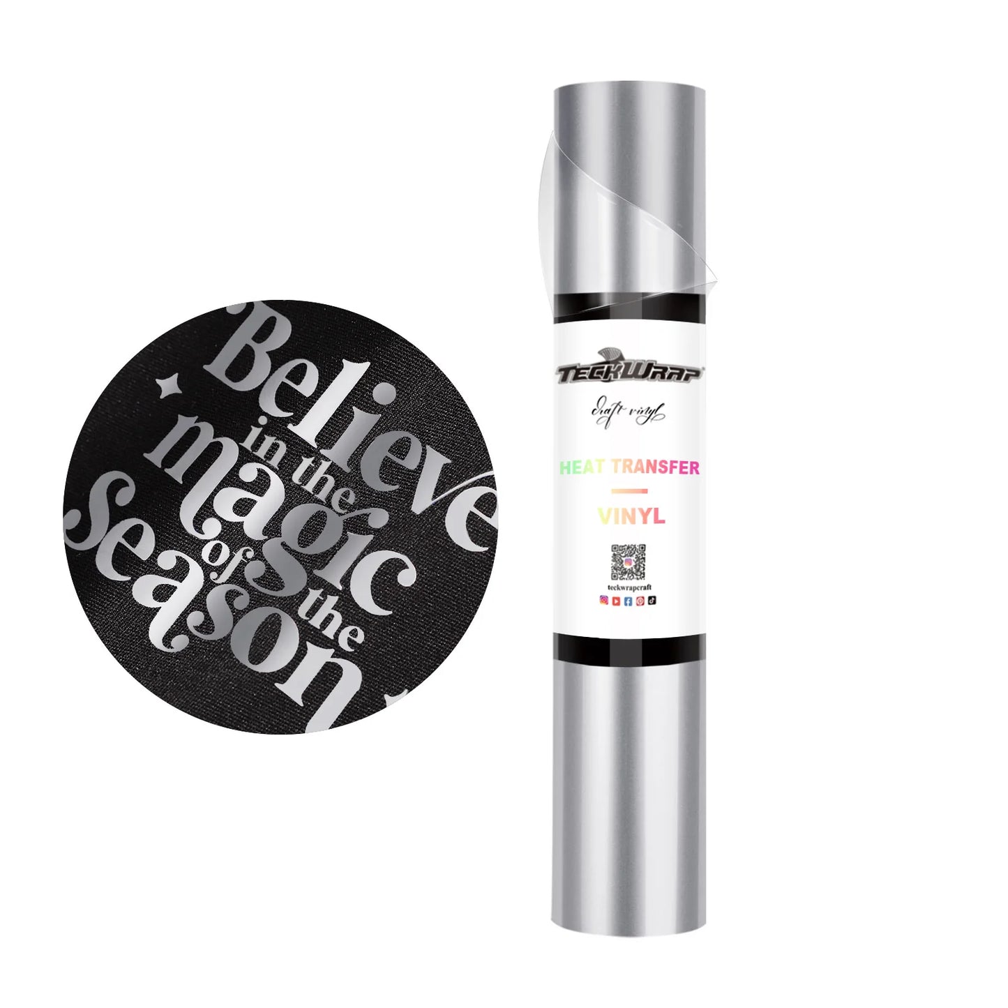 Teckwrap Bright Silver Metallic Pearlescent HTV - 5ft