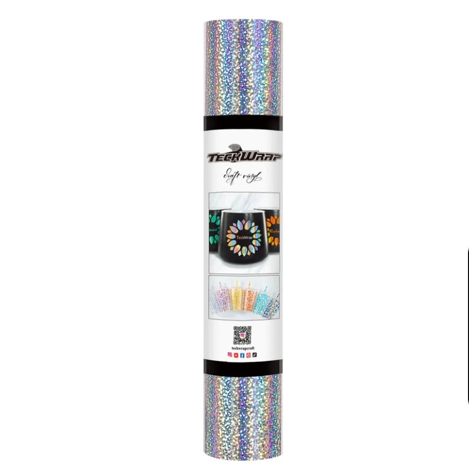 Teckwrap Silver Holographic Sparkle Adhesive Craft Vinyl