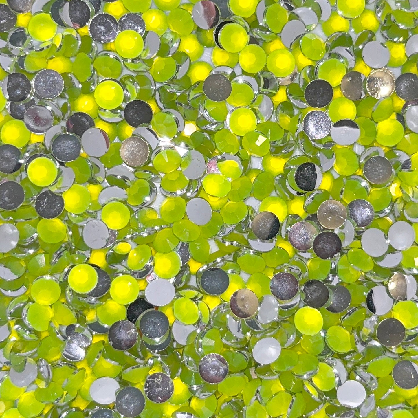 Neon Yellow Silver Bottom Rhinestones - 5mm