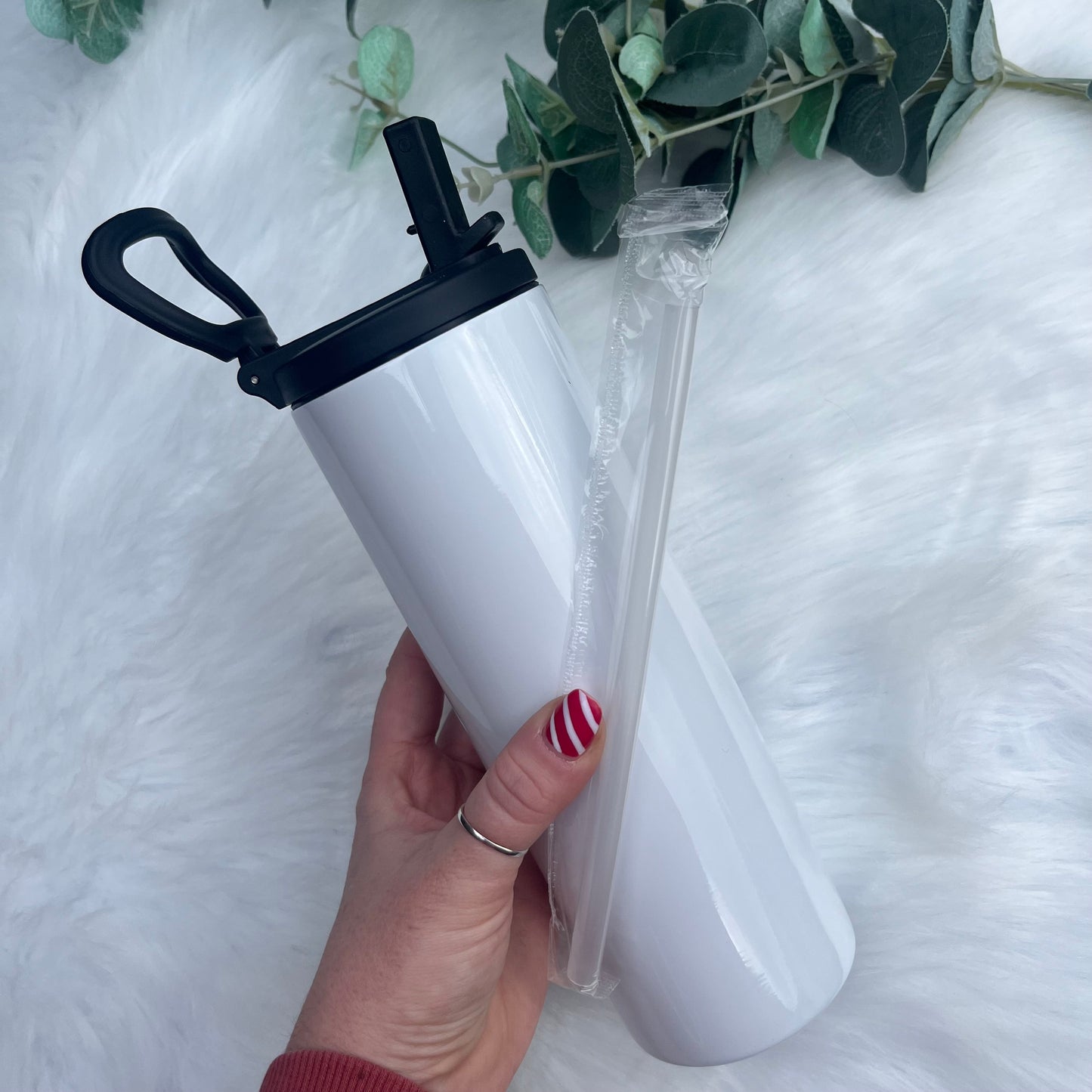 20oz Flip Lid Sublimation Tumbler - White