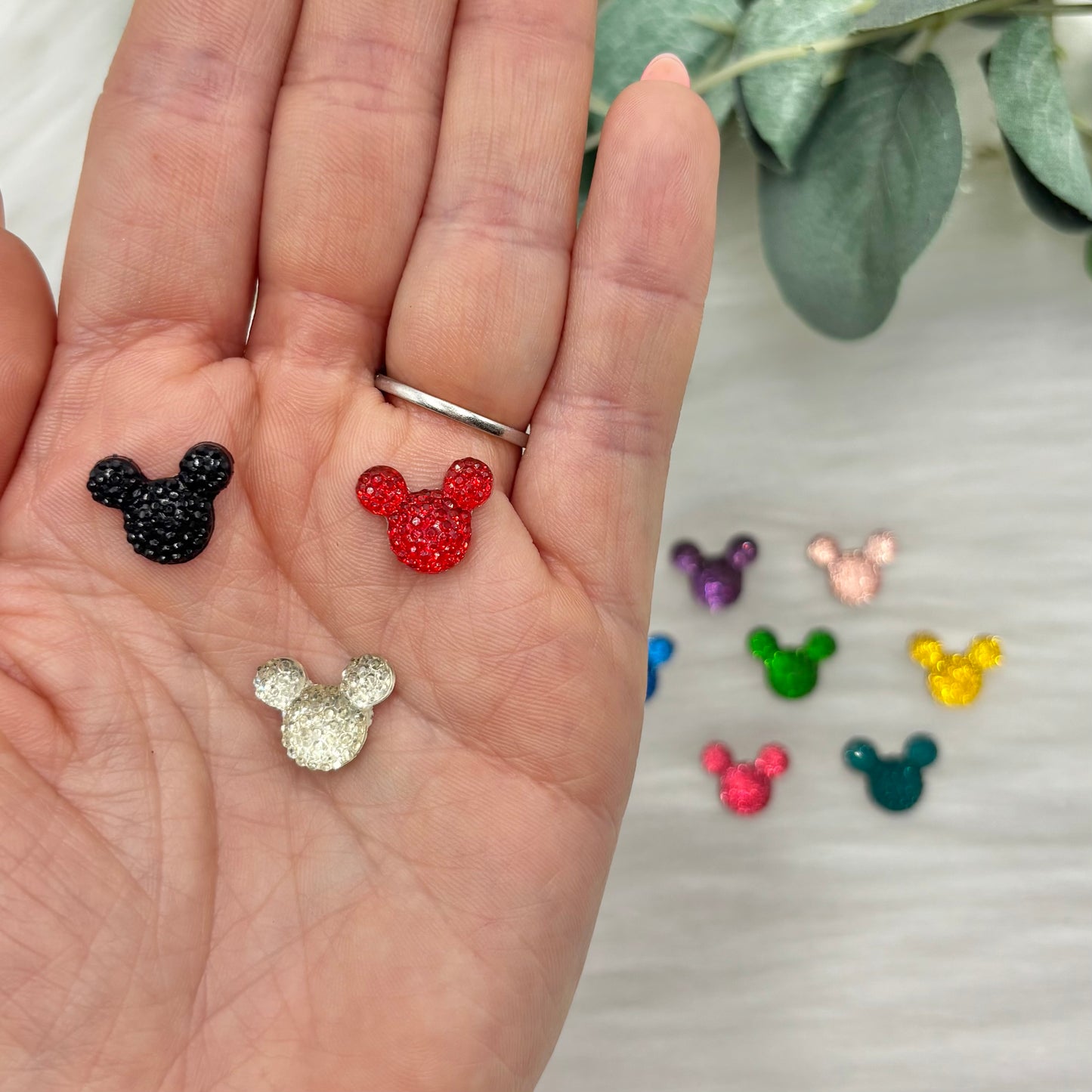 Sparkly Mouse Heads - Small - Pack of 10 Cabochons