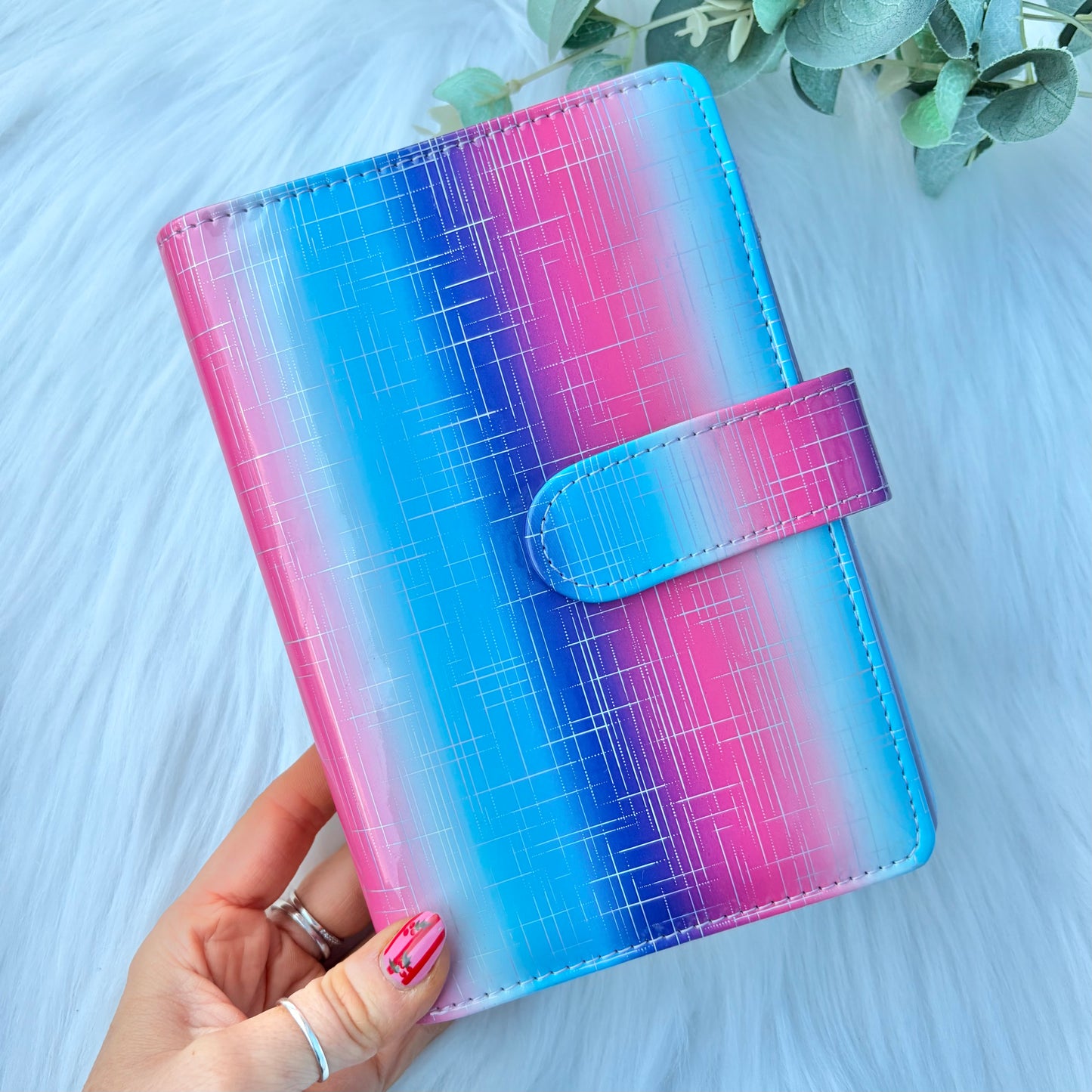 A6 Pink to Blue Ombre Holographic Budget Binder / Organiser